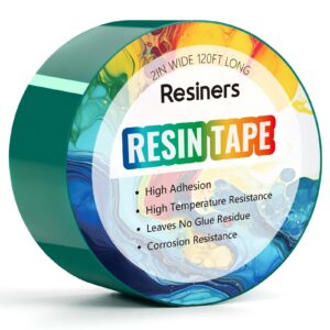 resiners resin tape for epoxy resin molding - 2in w x 120ft l - thermal adhesive tape, high temperature resistance, easy peel-off, release resin tape for river tables, remove residue, green