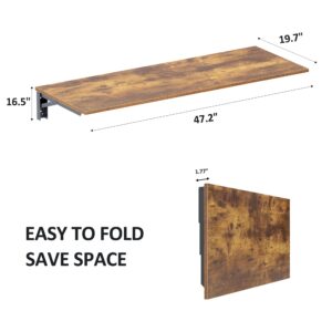 Need Fold Wall Mounted Table Folding Workbench Length 47.2" Width 20" Perfect Addition to Garage & Shed/Home Office/Laundry Room/Home Bar/Kitchen & Dining Room Rustic Brown AC15-12050FG-ND