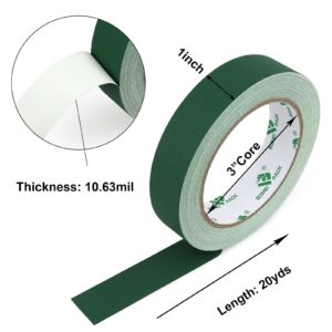 BOMEI PACK Dark Green Gaffer Tape, Matte Non-Reflective, 1inch x 20yds No Residue Hand Tear Self-Adhesive Tape for Labeling, Cable, Stage, Photo Studio, Painters and Duct Repair, 1 Pack