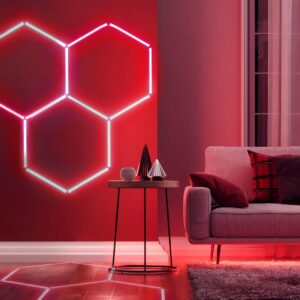 ALL4DETAIL RGB LED Hexagon Lights, Remote Dimmable Hexagon Garage Light with 358 Color Modes, LED Ceiling Light Hexagon for Gaming Room, Party, Gym, Bar