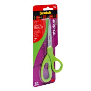 Scotch 7-Inch Student Scissors, Blue, Green, and Purple, Colors Vary, 6-Pack