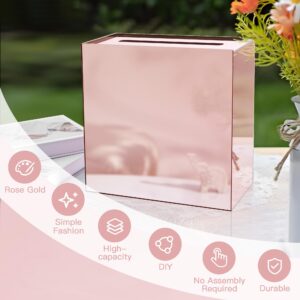 lesolar Acrylic Card Box 10’’ Rose Gold Wedding Card Box DIY Card Box for Wedding Birthday Party Graduation Reception Wishing 10x10x5 in