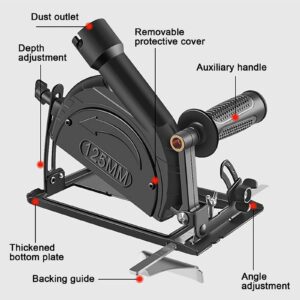 LiebeWH Angle Grinder Stand Metal 45° Adjustable Grinder Holder Cutting Machine Shield Cover for Ordinary DIY Projects (1× Base Bracket 1× Guide Ruler), LIEBEWH4FHKS9WXQN--1