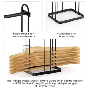 PAPAGIFTREE Hanger Organizer Stacker, Hanger Storage Organizer Clothes Hanger Holder, Clothes Hanger Storage Rack Hanger Caddy Portable Hanger Holder Stand for Laundry Room Organization (1, Black)