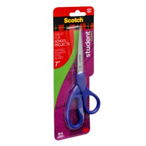 Scotch 7-Inch Student Scissors, Blue, Green, and Purple, Colors Vary, 6-Pack