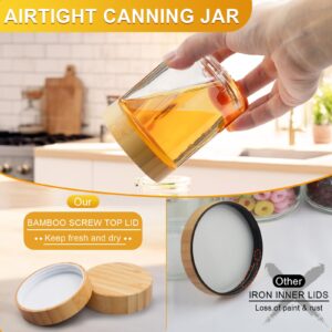 AISIPRIN Glass Jar with Lid 12 Pcs 8oz, Glass Spice Jars with Lable, Candle Jars, Mason Jars 8oz with Airtight Bamboo Lids,Including Blank lables