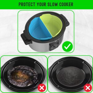 Silicone Slow Cooker Liners Compatible With 6-8QT Crock, Silicone Slow Cooker Divider Allows Cooking Two Different Meals At Once Time, Reusable Silicone Divider Insert, Dishwasher Safe, BPA Free.