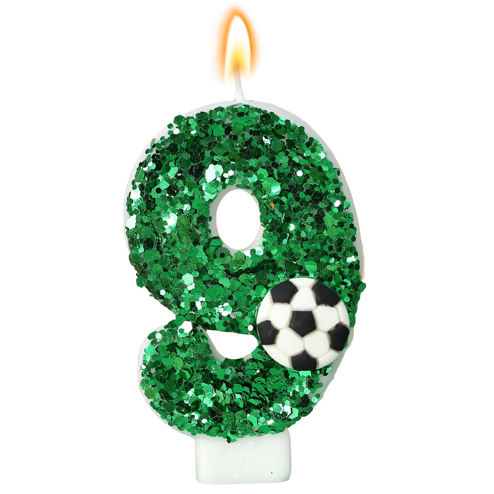 Soccer Candle Green Number 9 Candles 9st Birthday Candles for Cake and Cupcake Topper Party Decorations Decor Supplies Favors