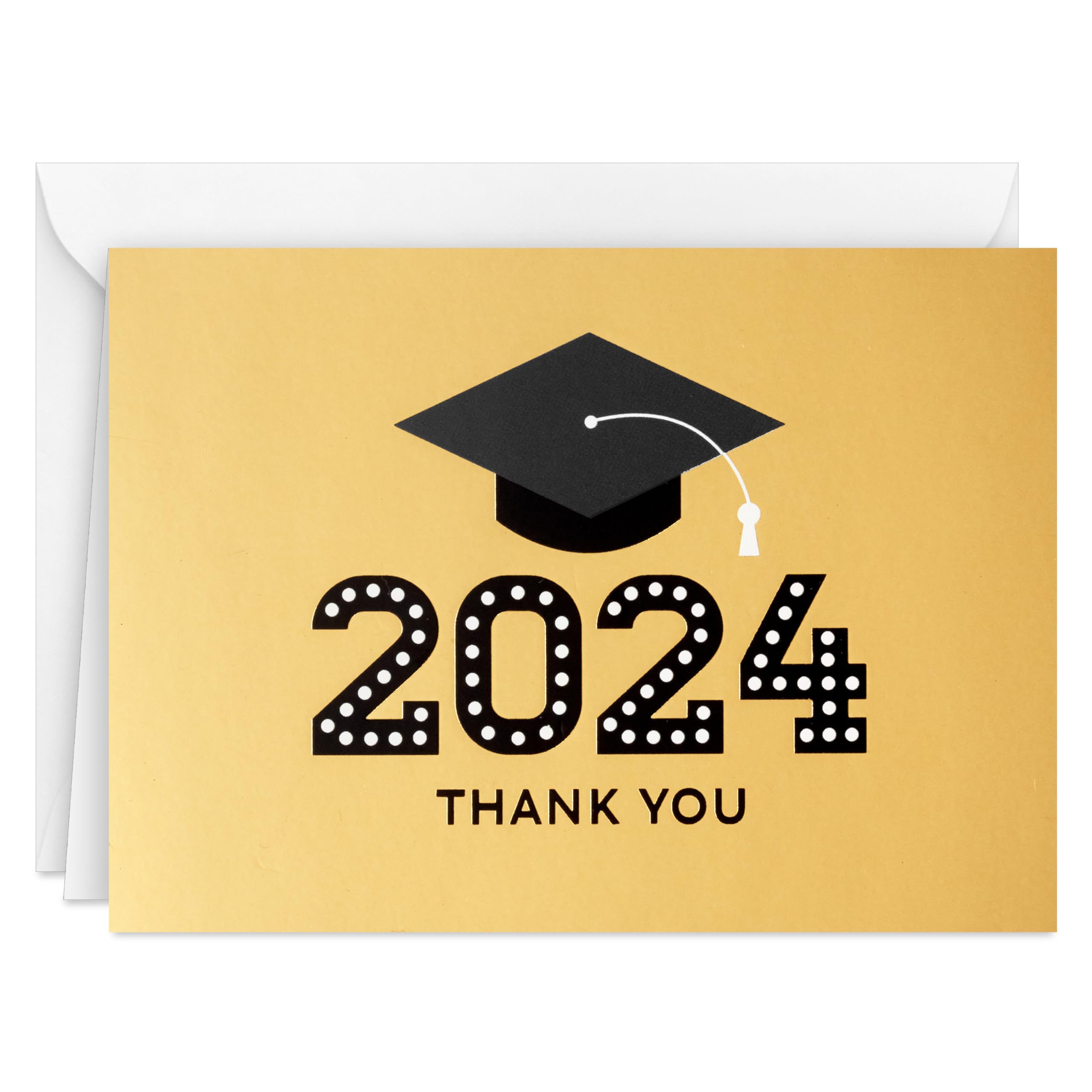 Hallmark 2024 Graduation Thank You Cards (40 Thank You Notes with Envelopes) Gold Graduation Cap