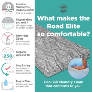 Road Elite - Medium/Firm Cool Gel Memory Foam Truck Mattress, 80" x 42" x 6"