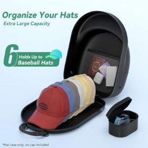 CLESOO Travel Hat Case - Hard Hat Case for Baseball Caps with Removable Storage Bag - Lids Cap Organizer Holder with Adjustable Shoulder Strap for Traveling & At-Home Storage