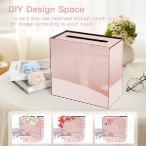 lesolar Acrylic Card Box 10’’ Rose Gold Wedding Card Box DIY Card Box for Wedding Birthday Party Graduation Reception Wishing 10x10x5 in