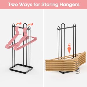 PAPAGIFTREE Hanger Organizer Stacker, Hanger Storage Organizer Clothes Hanger Holder, Clothes Hanger Storage Rack Hanger Caddy Portable Hanger Holder Stand for Laundry Room Organization (1, Black)