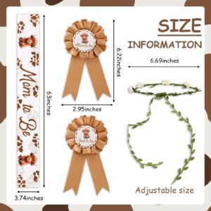 Serencatcher Highland Cow Mom to Be Sash, Highland Cow Baby Shower Favors Include Brown Mom Dad to Be Pin Sash Flower Crown Headband for Western Cowgirl Cowboy Gender Reveals Party Pregnancy Props