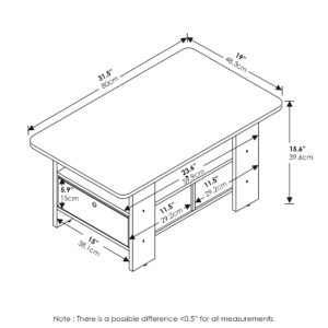 Furinno Andrey Coffee Tables, 18.9(D) x 31.5(W) x 15.6(H) Inches, Dark Espresso/Brown