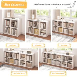 NELYE 8 Cube Organizer Bookcase - Fabric Storage Bins Container, Open Shelf Simple Compartments Bookshelf, White