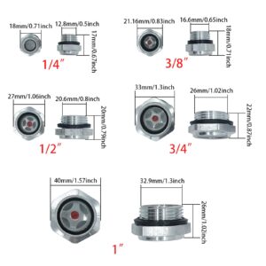 5 Pcs Oil Sight Glass 1/4'' 1/2'' 3/4'' 3/8'' 1'' Male Threaded Stainless Steel Sight Glass Oil Liquid Level Gauge Oil Indicator Window Hydraulic Tank Sight Glass for Pump Air Compressor Fittings