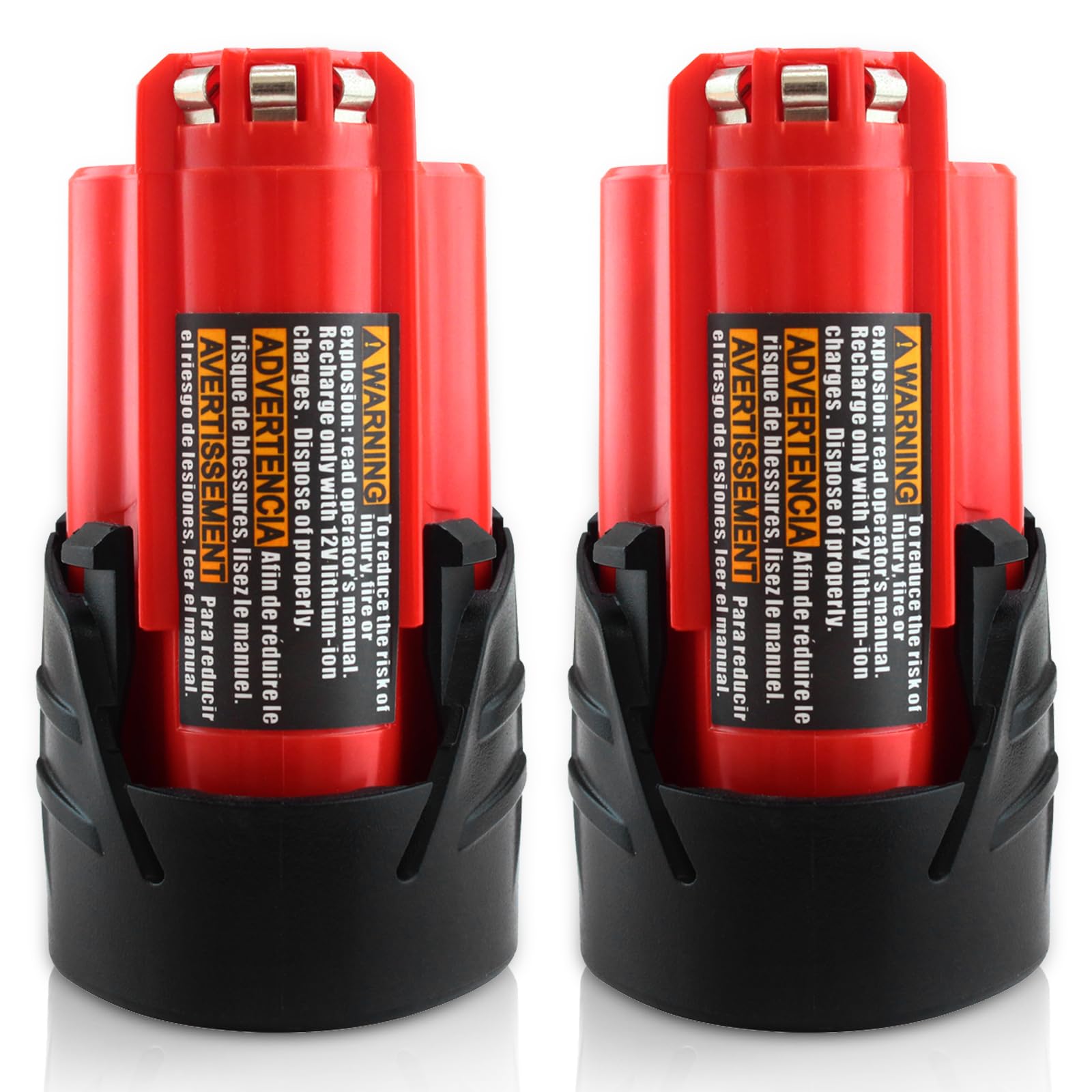 2 Pack 12V 3000mAh Lithium-ion Replacement Battery Compatible with Milwaukee 12 Volt Battery 48-11-2411 48-11-2420 48-11-2401 48-11-2402 48-11-2401 12-Volt Cordless Tools (Red)