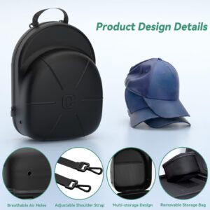 CLESOO Travel Hat Case - Hard Hat Case for Baseball Caps with Removable Storage Bag - Lids Cap Organizer Holder with Adjustable Shoulder Strap for Traveling & At-Home Storage