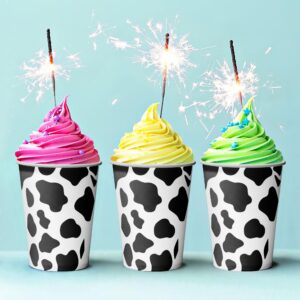 20pcs Cow Birthday Cups Disposable Paper Cups 9 oz,Cow Party Cups with Silver Bordermakes - Farm Animal Party Supplies Cups for Cold Hot Drinks - Birthday Graduatio