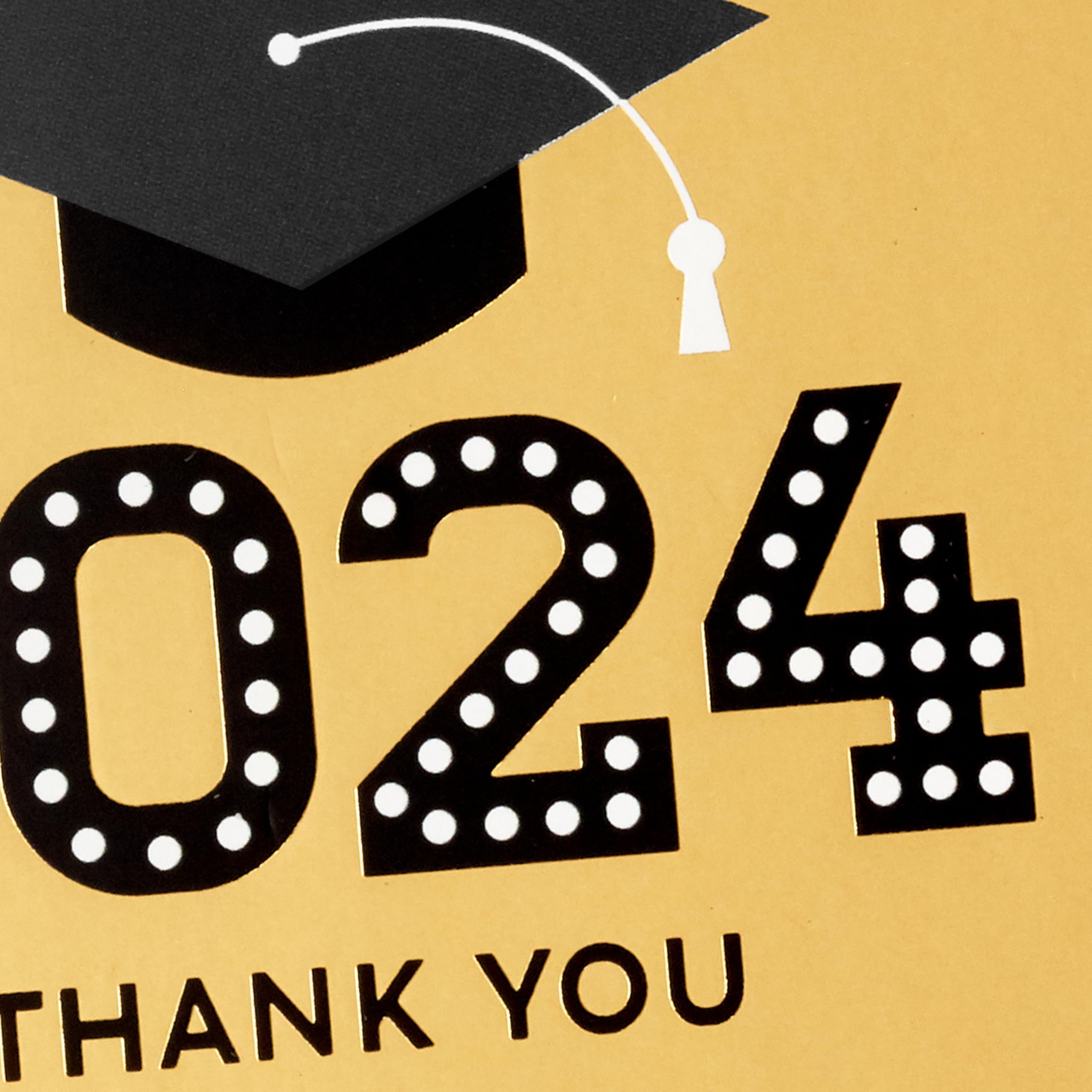 Hallmark 2024 Graduation Thank You Cards (40 Thank You Notes with Envelopes) Gold Graduation Cap