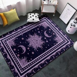 Jiospet Celestial Rug for Bedroom - Moon Phase Area Rug Sun and Moon Rugs for Room Sun Purple Rug Celestial Home Decor Rug, 2.5x4 Feet