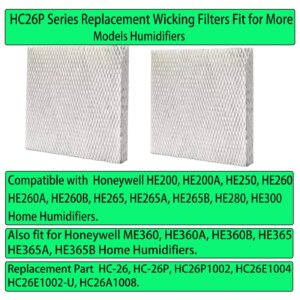 Replacement Wick Filters for Honeywell HE200 HE250 HE260 HE265 HE280 HE300 HE360 HE365 Humidifiers Pad, Part # HC26P1002 HC26E1004 HC26E1002-U HC26A1008 (2 Pcs HC26P Replacement Wick Filters)