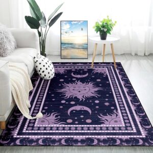 Jiospet Celestial Rug for Bedroom - Moon Phase Area Rug Sun and Moon Rugs for Room Sun Purple Rug Celestial Home Decor Rug, 2.5x4 Feet