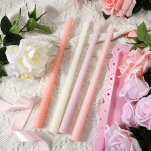 11.81'' 4pcs Taper Candles Sticks, Long Tall Thin Candles Unscented Smokeless Gradient Color Tapered Candlesticks for Table Home Dinner Wedding Festival (Pink Series)