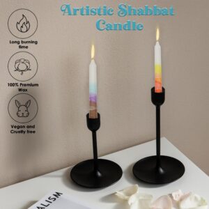 Majestic Giftware 12-Pack Shabbat Candles - (SHC2) | 5.5 Inch Dripless Handcrafted Traditional Shabbos Candles | Premium Quality Wax | Fits Standard Candle Holders (White Mix)