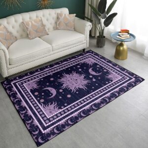 jiospet celestial rug for bedroom - moon phase area rug sun and moon rugs for room sun purple rug celestial home decor rug, 2.5x4 feet