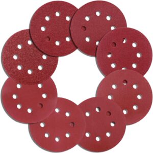 sanding discs variety grit sandpaper: hook loop disc 5-inch 8-holes 60 80 120 180 240 320 400 600 grits(each of 10) 80pcs