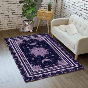 Jiospet Celestial Rug for Bedroom - Moon Phase Area Rug Sun and Moon Rugs for Room Sun Purple Rug Celestial Home Decor Rug, 2.5x4 Feet