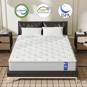 KOW Hybrid Twin XL Size Mattress Cooling Gel Infused Memory Foam and Pocket Spring Mattress 12 Inch Bed in a Box Matress (12 in, Twin XL)