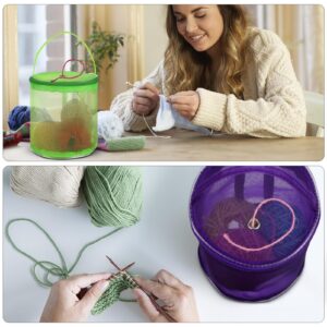 Operitacx 2 Pcs DIY Wool Storage Bag Yarn Bucket Wool Holder Bag Knit Wrist Bag Yarn Storage Tote Knitting Bag Yarn Storage Yarn Bowl Knitting Tote Bag Yarn Basket Grid Crochet Backpack