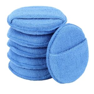 fonaroll microfiber wax applicator pads, car wax applicator with finger pocket, buffing & detail polishing foam pads for car cleaning and fine polishing (5 inch, 6 pack)