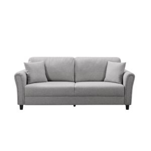 IULULU 81.5" Modern Sofas Living Room, Fabric Comfy Deep Seat Couch with Metal Legs and 2 Pillows, Removable Back and Thickened Soft Cushion, Furniture for Home, Apartment, Office