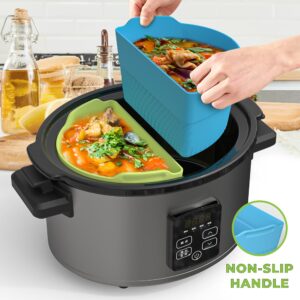 Silicone Slow Cooker Liners Compatible With 6-8QT Crock, Silicone Slow Cooker Divider Allows Cooking Two Different Meals At Once Time, Reusable Silicone Divider Insert, Dishwasher Safe, BPA Free.