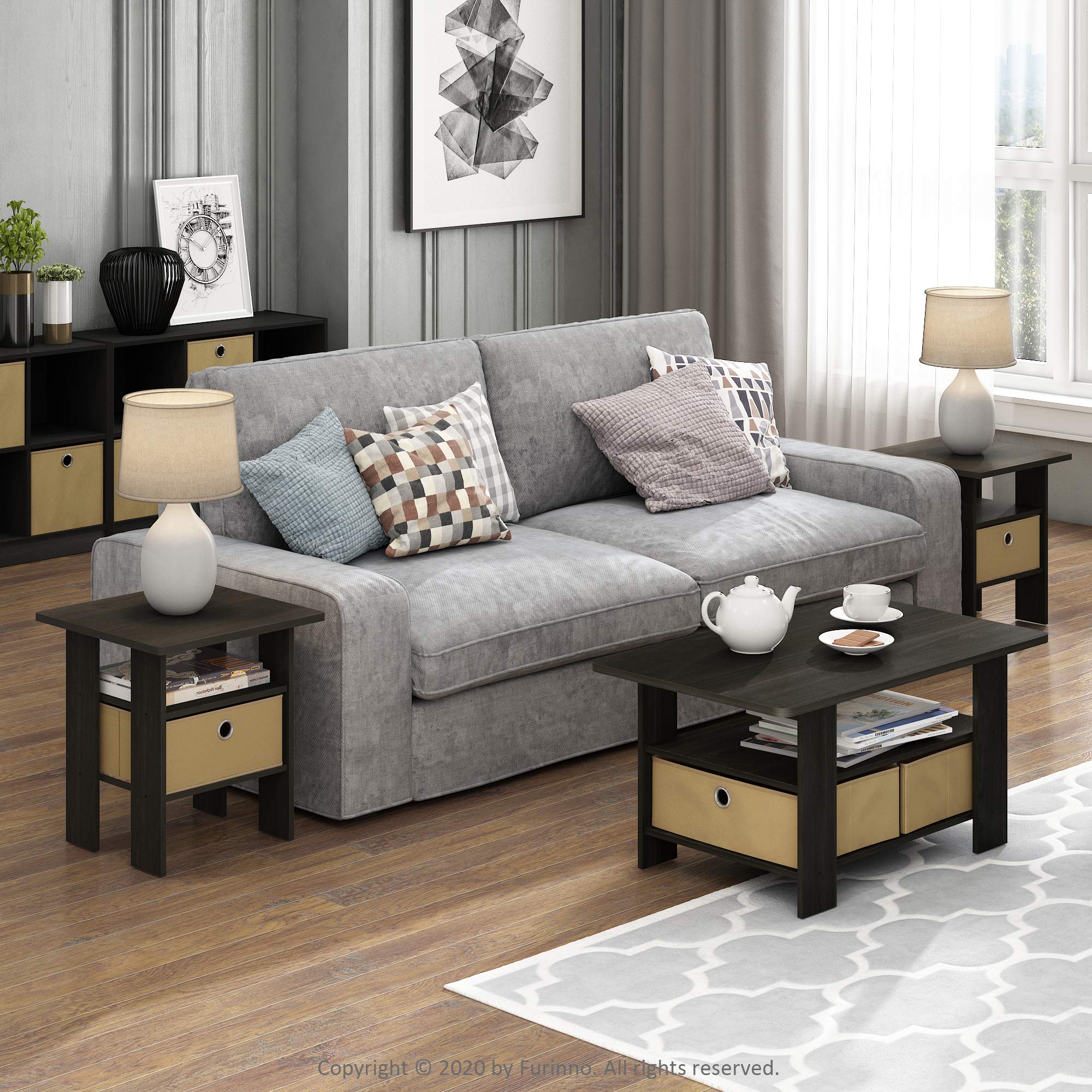 Furinno Andrey Coffee Tables, 18.9(D) x 31.5(W) x 15.6(H) Inches, Dark Espresso/Brown