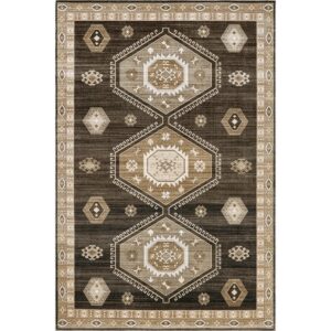 Rugs USA x Lauren Liess Taro Medallion Machine Washable Area Rug, 8x10, Dark Brown