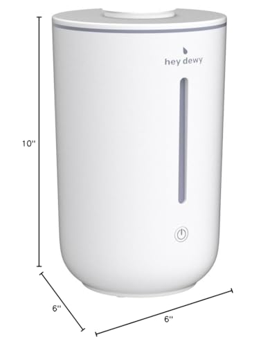 Hey Dewy Wellness Humidifier - for home, office, bathroom spa, or bedroom, with cool utrasonic mist hydration (Pearl)