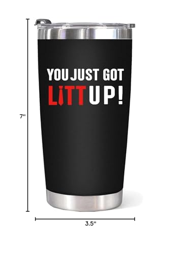 WECACYD You Just Got Litt Up Tumbler - Litt Up 20oz Tumbler Coffee Mug Black, Trending Cup for TV Show Fans - Funny Christmas Gifts for Suits TV Show Fans, Friends, Women, Men, Mom, Dad, Family