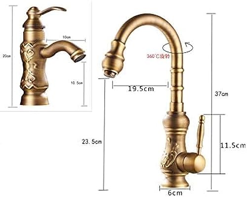 Kitchen & Bath Fixtures Taps Faucet,Full Copper Carved Rotating Faucet Retro EuropUPC Style Basin Faucet, C,B