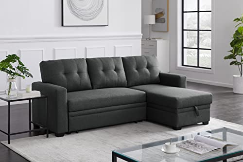 Devion Furniture Crystals Sleeper Sofa, Dark Gray