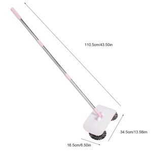 Household Hand Push Sweeper Sweeping Machine Mop Broom Dustpan Floor Cleaning Tools with Large Capacity Dust Box for Home (Pink)