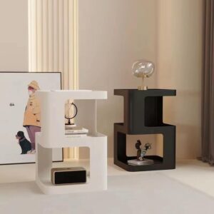 Small Side Table, Nightstand, Modern End Table, Bedside Table with Storage Shelf, Space-Saving Side Table for Bedroom, end Tables Living Room, Metal Side Table (Black)