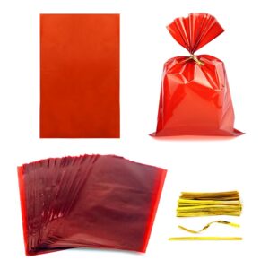 fazhbary 100 pcs red cellophane bags 6x9 red goodie bags colored cellophane bags cello bags gift bags for candy cookie wrapping supplies