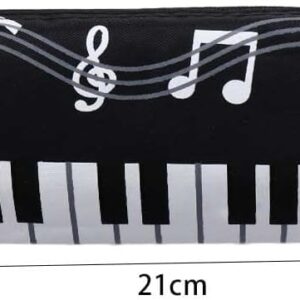 YSSZAM Black Oxford Cloth Pencil Case,Square Single Layer Music Notes Piano Keyboard Pencil Case Large Capacity Pen Bags Pencil Holders and Pen Holders Stationery Office Supplies