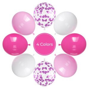 Haolongfa Pink Balloons,60pcs Pink White Balloons Magenta Confetti White Balloon for Girls Theme Birthday Baby Shower Bridal Shower Valentines Day Wedding Party Decorations…