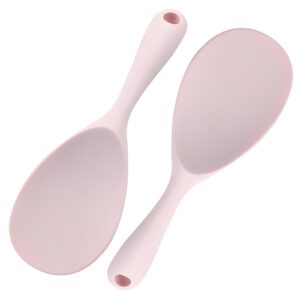 murtenze 2pcs pink silicone rice paddle spoon，non stick heat resistant kitchen gadge rice spoon for rice, salads, mashed potato